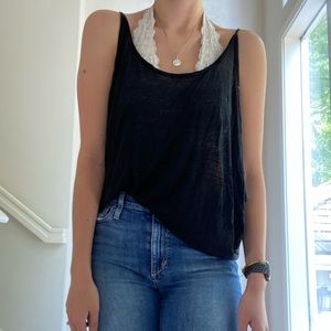 Free people flowy dark grey tank top